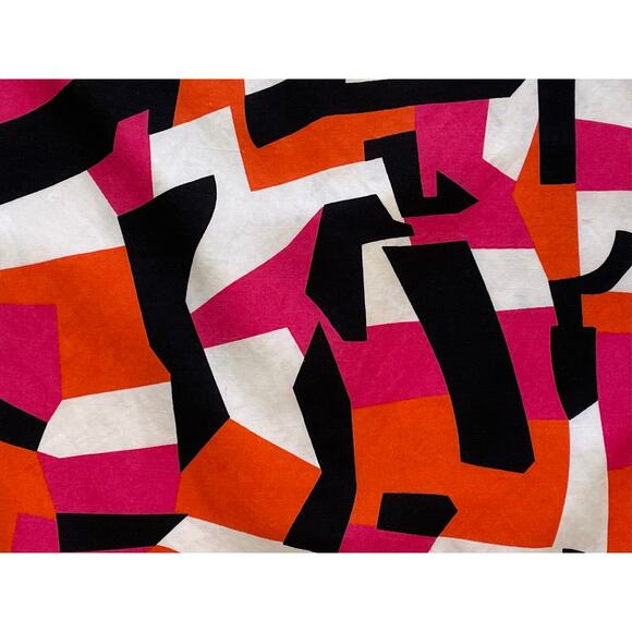 appraisal Ramie Blend Geometric Print Pink, Orange, Pencil Skirt Lined, 14 - Picture 2 of 12